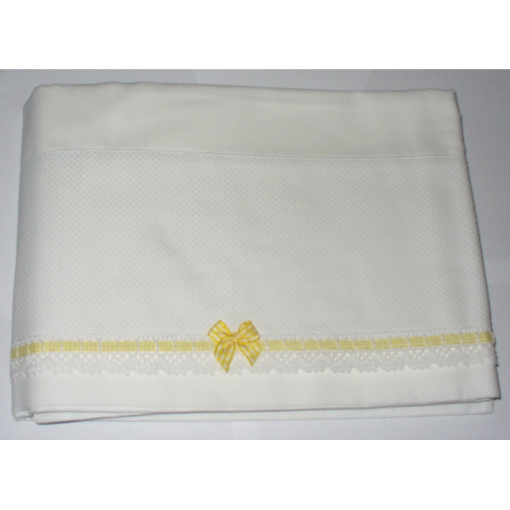 Baby Bed Sheet to Cross Stitch - Vichy Yellow