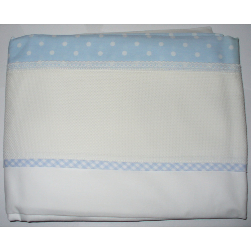 Bed Sheet to Cross Stitch - Light Blue Dots