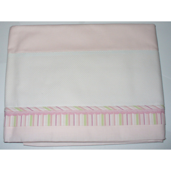 Bed Sheet to Cross Stitch - Pink and Green Lines