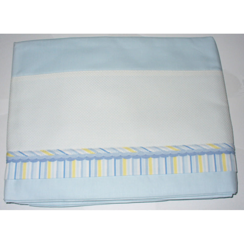 Bed Sheet to Cross Stitch - Light Blue Lines