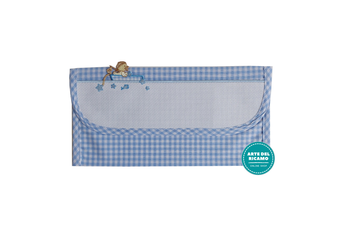 Bolsa para Cubiertos Pollito - Cuadritos Celeste Bolsa para Cubiertos Pollito - Cuadritos Celeste