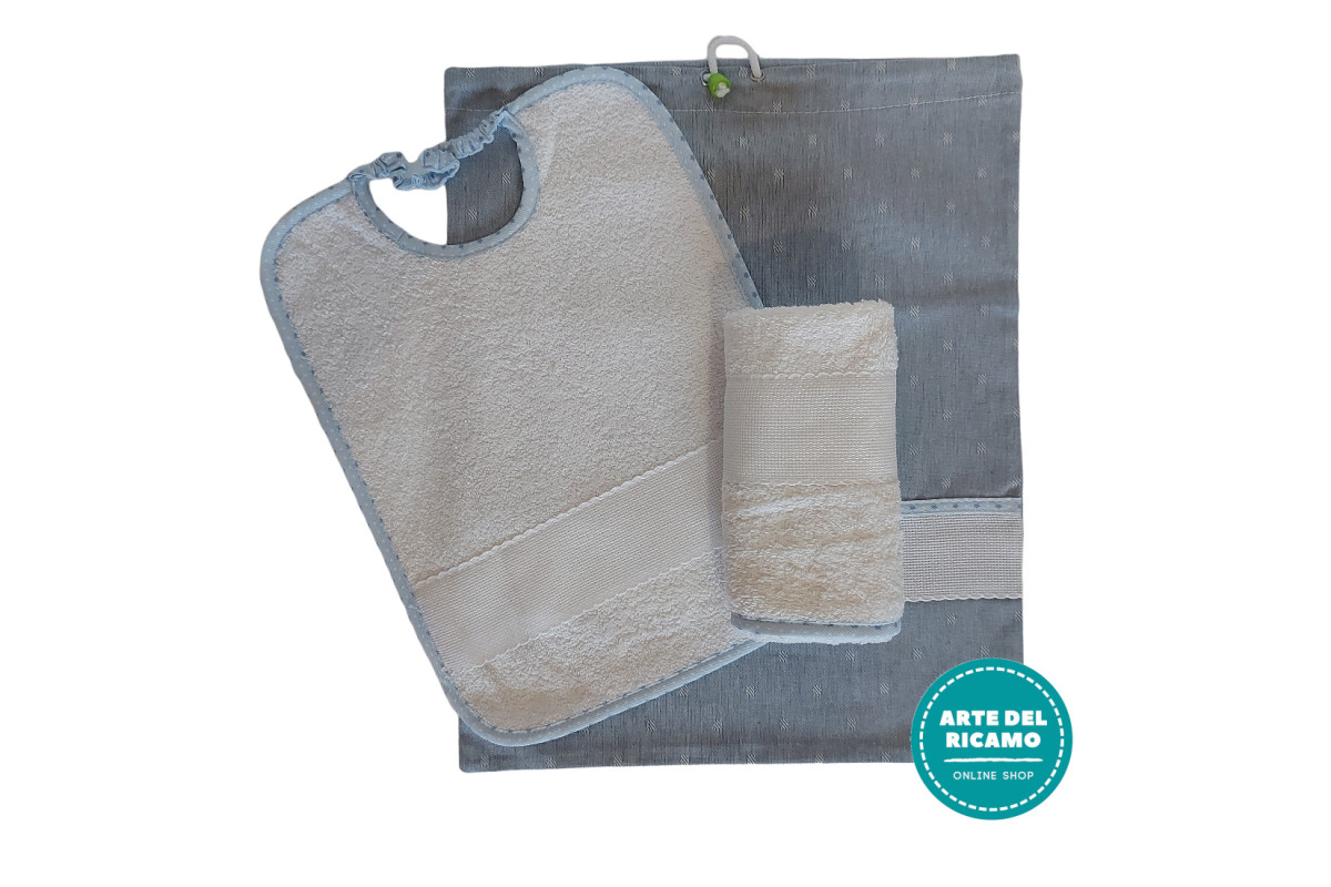 Baby Bib Set to Cross Stitch Jeans Effect - Light Blue Baby Bib Set to Cross Stitch Jeans Effect - Light Blue
