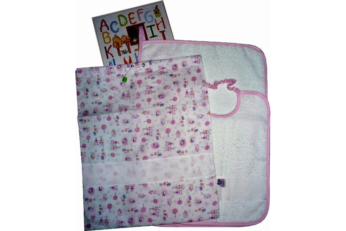 Set Asilo da Ricamare - Amici Animali - Rosa Set Asilo da Ricamare - Amici Animali - Rosa