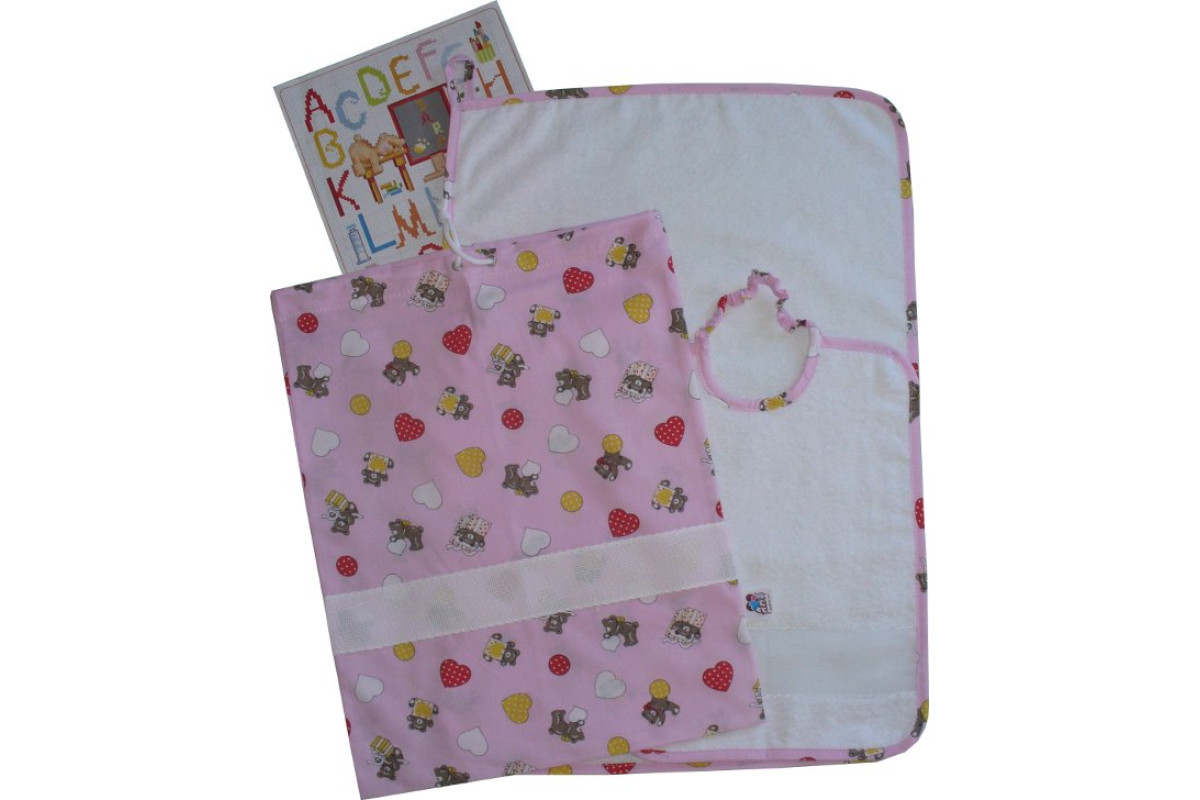 Ropa para la Escuela para Bordar a Punto Cruz - Corazones Rosa