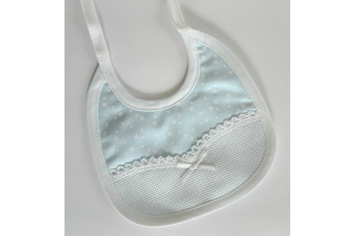 Light Blue Newborn Bib to Cross Stitch - Stars Light Blue Newborn Bib to Cross Stitch - Stars