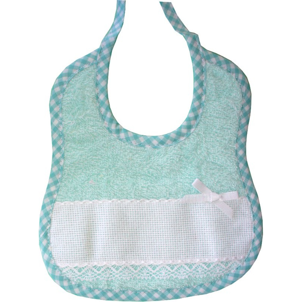 Terry Baby Bib Ready to Stitch with Aquare Border - Green