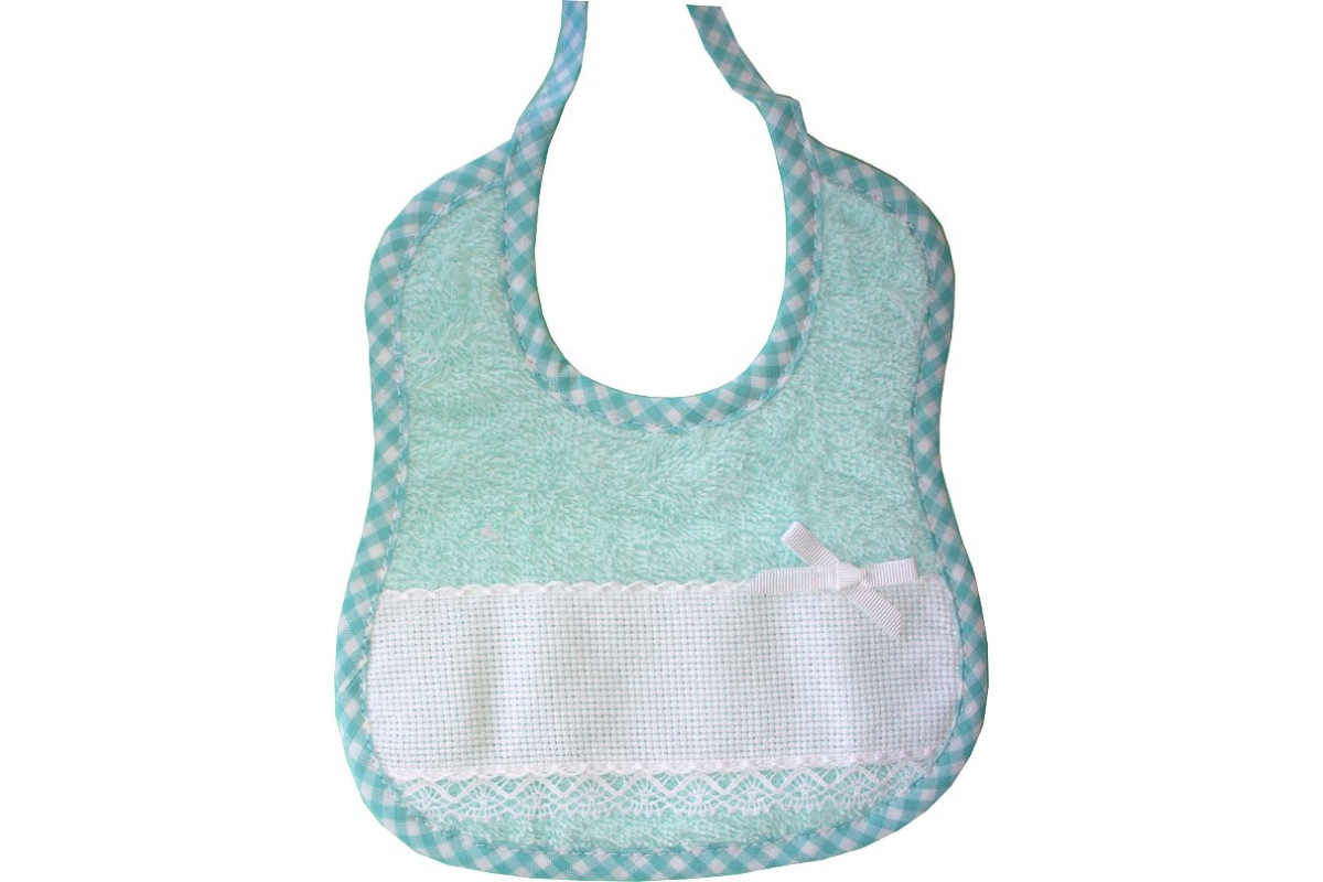 Terry Baby Bib Ready to Stitch with Aquare Border - Green