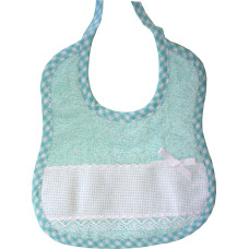 Terry Baby Bib Ready to Stitch with Aquare Border - Green Terry Baby Bib Ready to Stitch with Aquare Border - Green