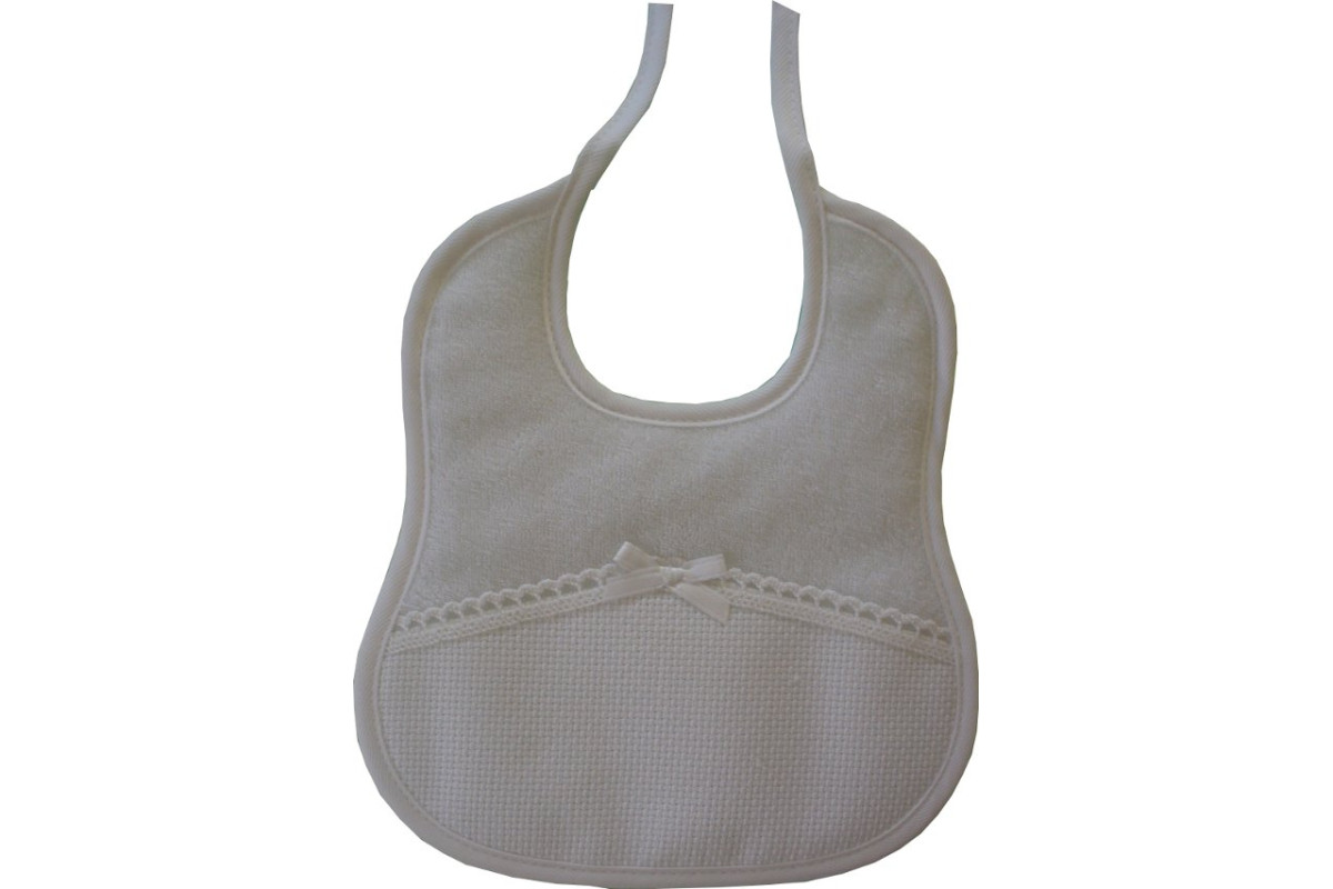 Bavaglino Spugna per Bebé con Bordo in Merletto - Bianco Bavaglino Spugna per Bebé con Bordo in Merletto - Bianco