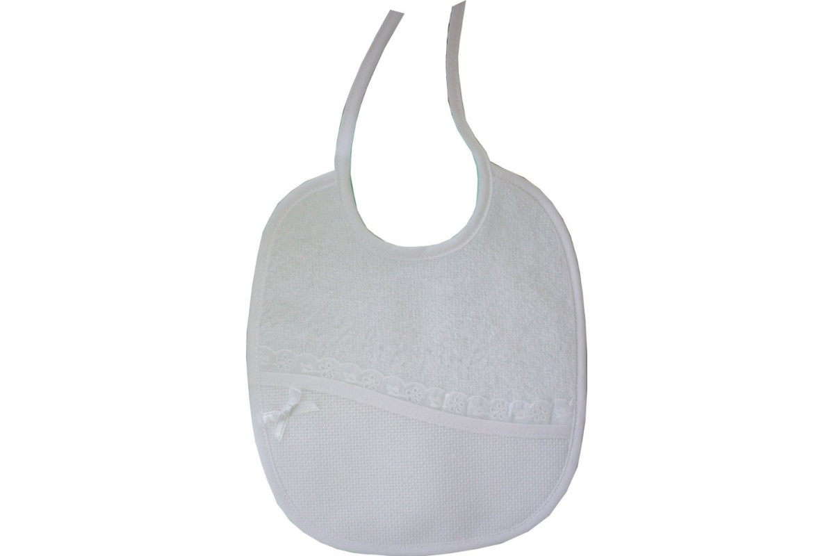 Bavaglino Pappa con Bordo Sangallo - Bianco Bavaglino Pappa con Bordo Sangallo - Bianco