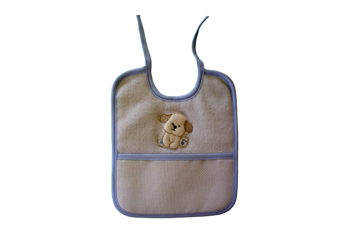 Babero de Rizo para Bebé con Perrito - Celeste