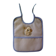 Terry Baby Bib Ready to Stitch with Dog - Light Blue Terry Baby Bib Ready to Stitch with Dog - Light Blue