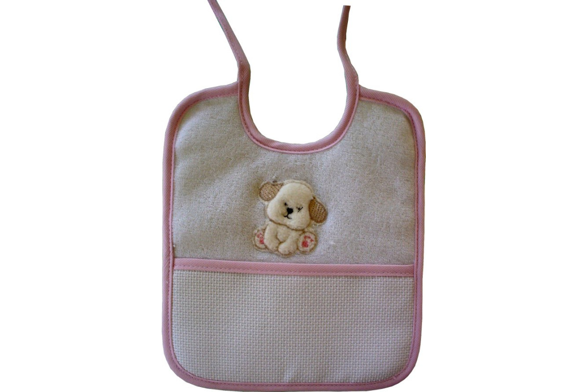 Babero de Rizo para Bebé con Perrito - Rosa