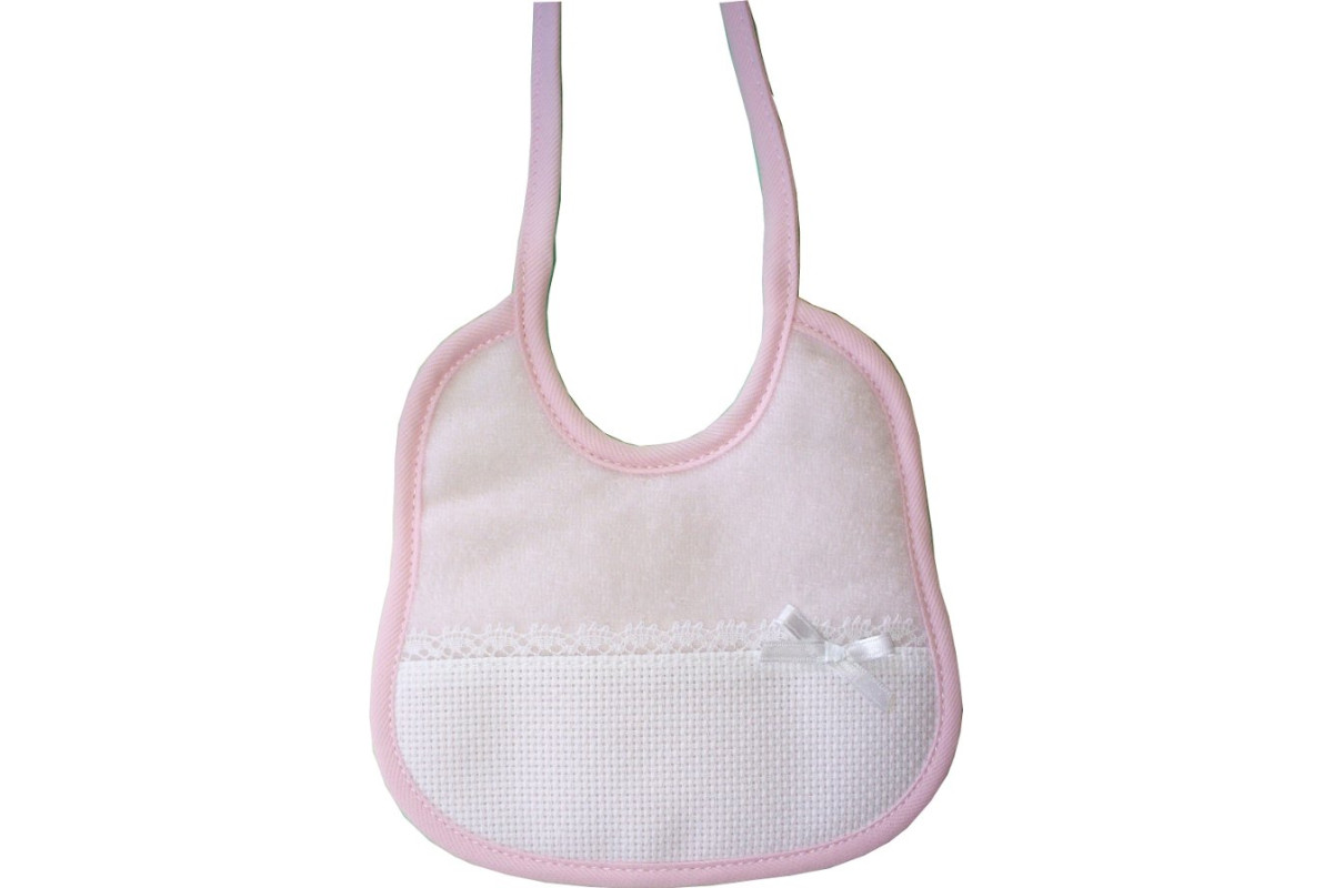 Bavaglino Spugna per Neonato con Bordo in Merletto - Rosa Bavaglino Spugna per Neonato con Bordo in Merletto - Rosa