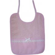 Elegant Lunch Bib Ready to Stitch with Lace Border - Pink