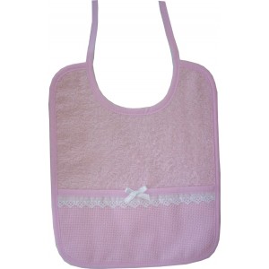 Elegant Lunch Bib Ready to Stitch with Lace Border - Pink