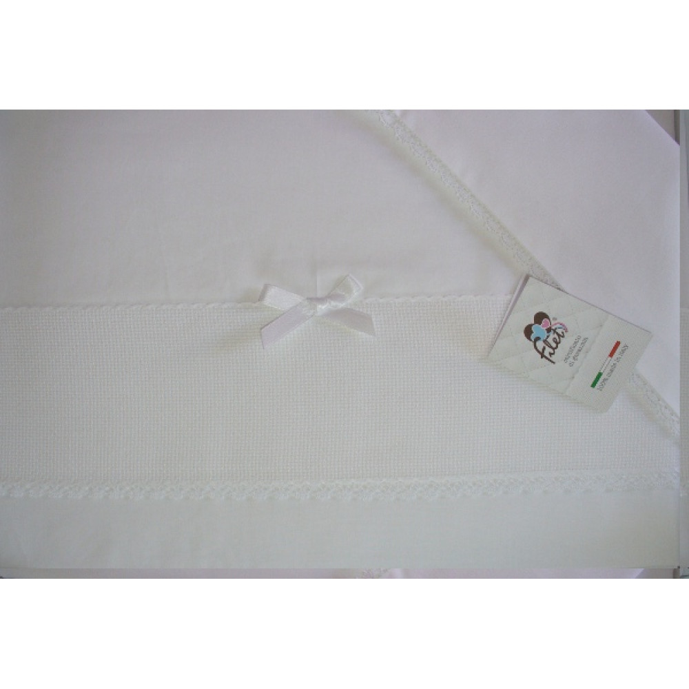Baby Bed Sheet White with Aida Band