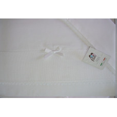 Lenzuolino Cotone Lettino Bianco con Banda Aida Lenzuolino Cotone Lettino Bianco con Banda Aida