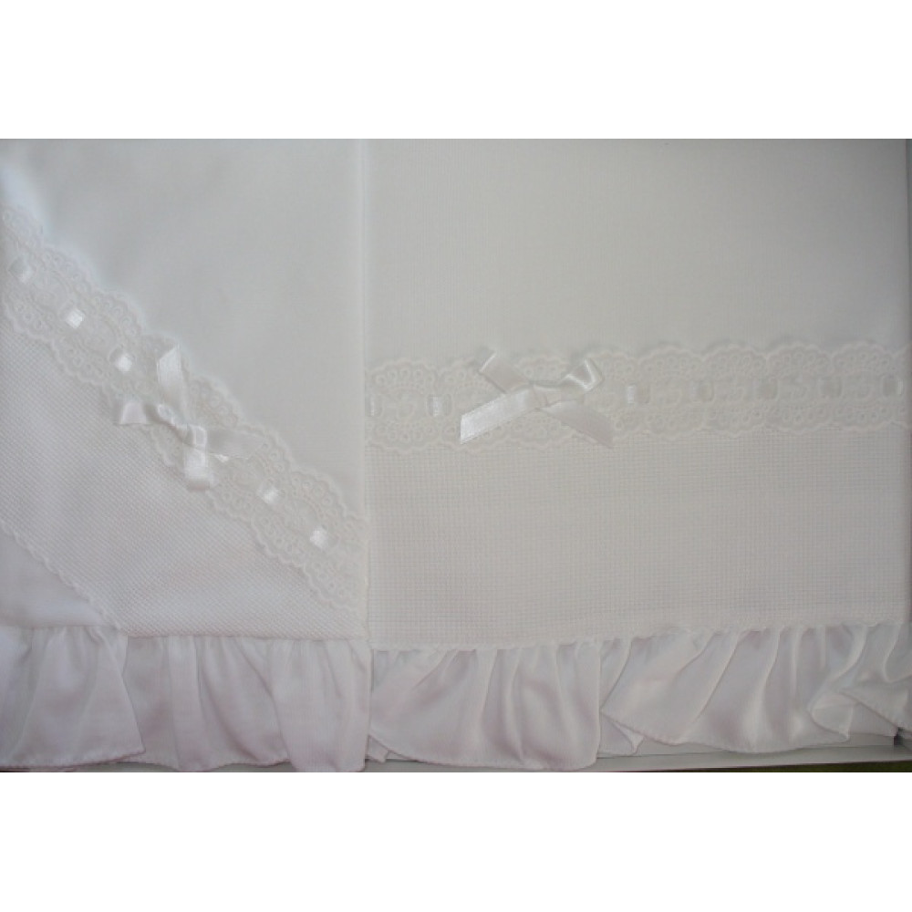 Baby Bed Sheet - White - Piquet