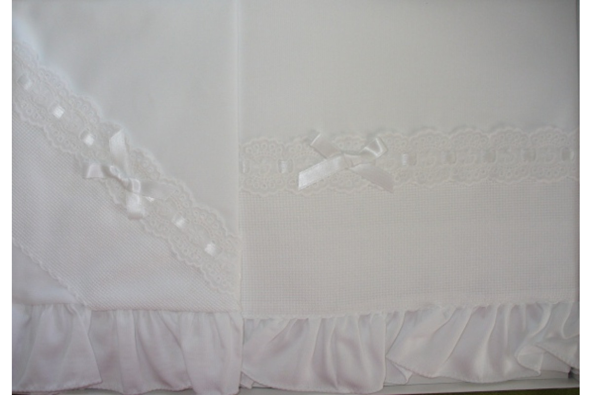 Lenzuolino Cotone Culla - Bianco - Piquet Lenzuolino Cotone Culla - Bianco - Piquet