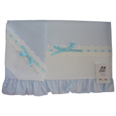 Baby Bed Sheet - Light Blue - Piquet