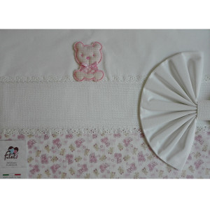 Baby Bed Sheet- Pink - Teddy Bear