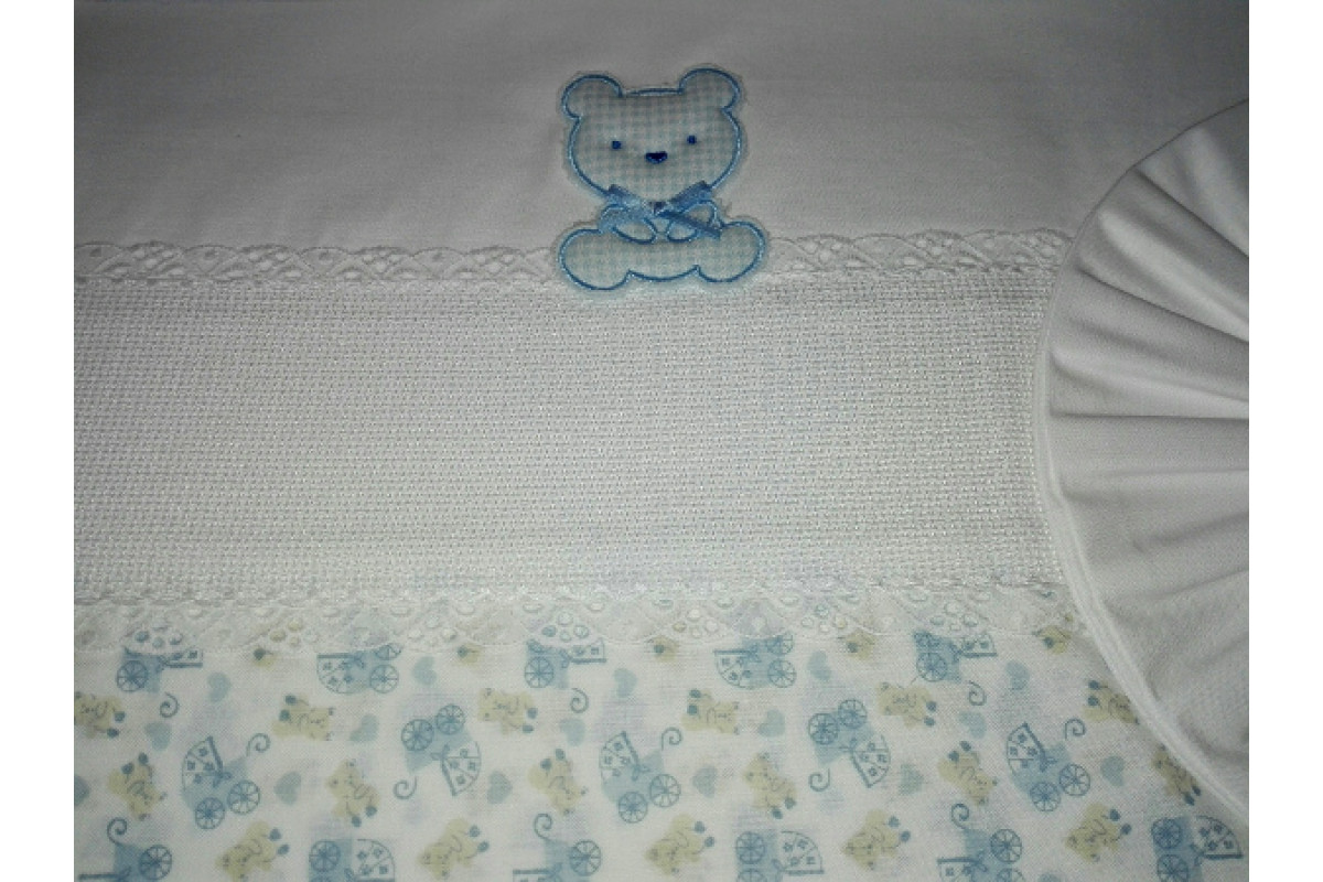 Baby Bed Sheet- Light Blue - Teddy Bear Baby Bed Sheet- Light Blue - Teddy Bear