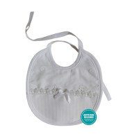 Baby Bib with Embroidery Hearts - Color White