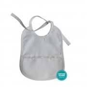 Piquet Baby Bib with Hearts  - Color White
