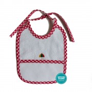 Terry Baby Bib with Red Squares Border 