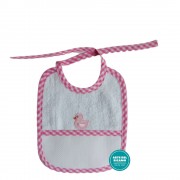 Terry Baby Bib with Pink Squares Border 