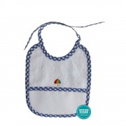 Terry Baby Bib with Blue Squares Border 