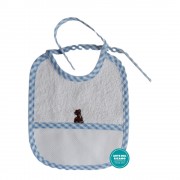 Terry Baby Bib with Light Blue Squares Border 