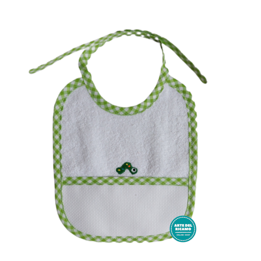 Terry Baby Bib with Green Squares Border 