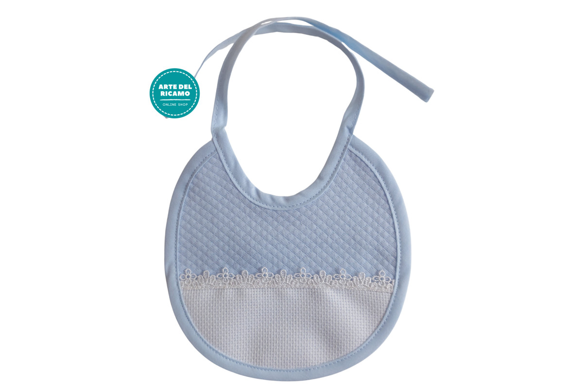 Elegant Baby Bib to Cross Stitch 0-3 months - Light Blue