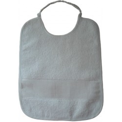 Terry Baby Bib with Aida Band and Elastic  - Color White