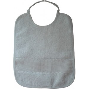 Terry Baby Bib with Aida Band and Elastic  - Color White