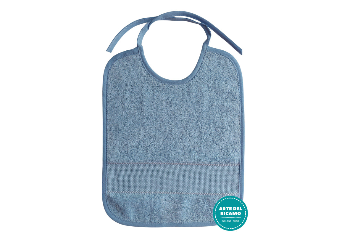 Terry Baby Tie Bib to Cross Stitch - Color Light Blue Terry Baby Tie Bib to Cross Stitch - Color Light Blue