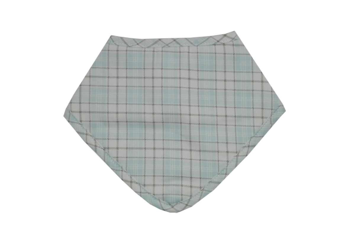 Bandana Baby Bib with Strap Closure - Scottish Line - Color Light Blue Bandana Baby Bib with Strap Closure - Scottish Line - Color Light Blue
