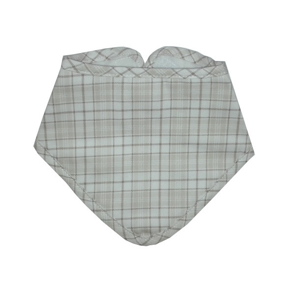 Bandana Baby Bib with Strap Closure - Scottish Line - Color Turtledove