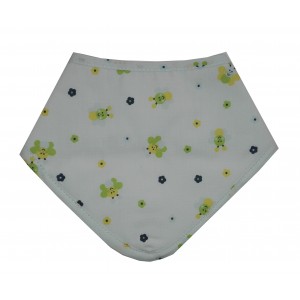 Bandana Baby Bib - Flowers and Bees - Color Light Blue