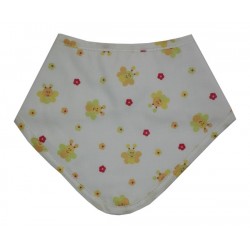 Bandana Baby Bib - Flowers and Bees - Color White