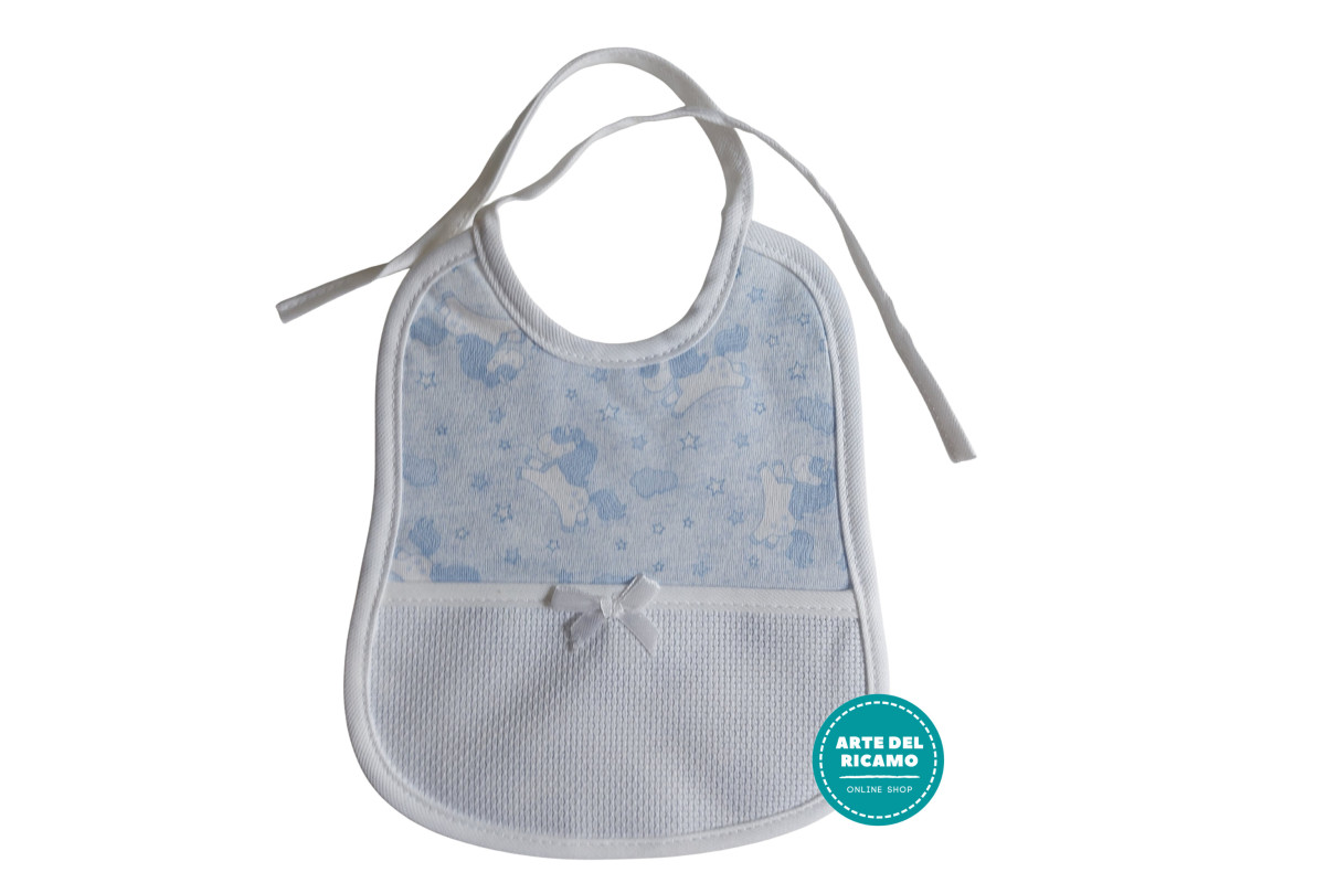 Baby Bib to Cross Stitch - Unicorns - Color Light Blue Baby Bib to Cross Stitch - Unicorns - Color Light Blue