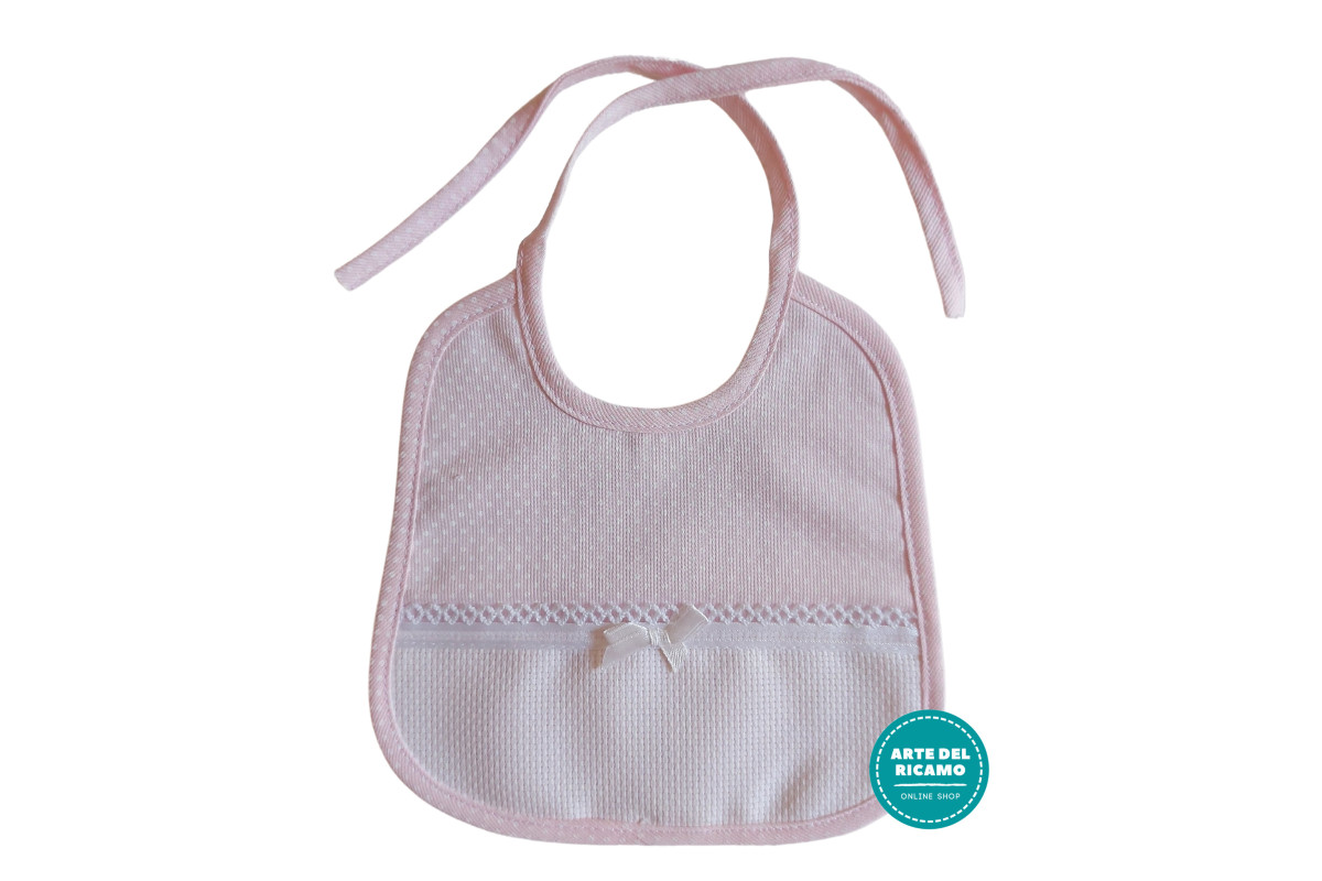 Babero Bebé para Bordar - Rosa con Lunares Blancos Babero Bebé para Bordar - Rosa con Lunares Blancos