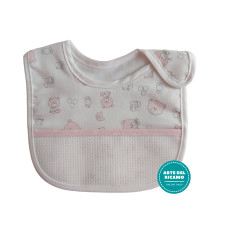 Baby Bib with Strap Closure - Teddy Bear Fancy - Color Pink Baby Bib with Strap Closure - Teddy Bear Fancy - Color Pink