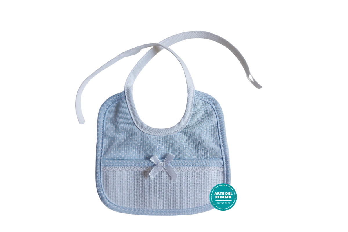 Bavaglino Neonato Celeste con Pois Bianchi Bavaglino Neonato Celeste con Pois Bianchi