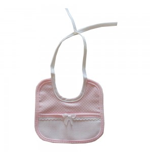 New Born Bib Pink with Little White Dots