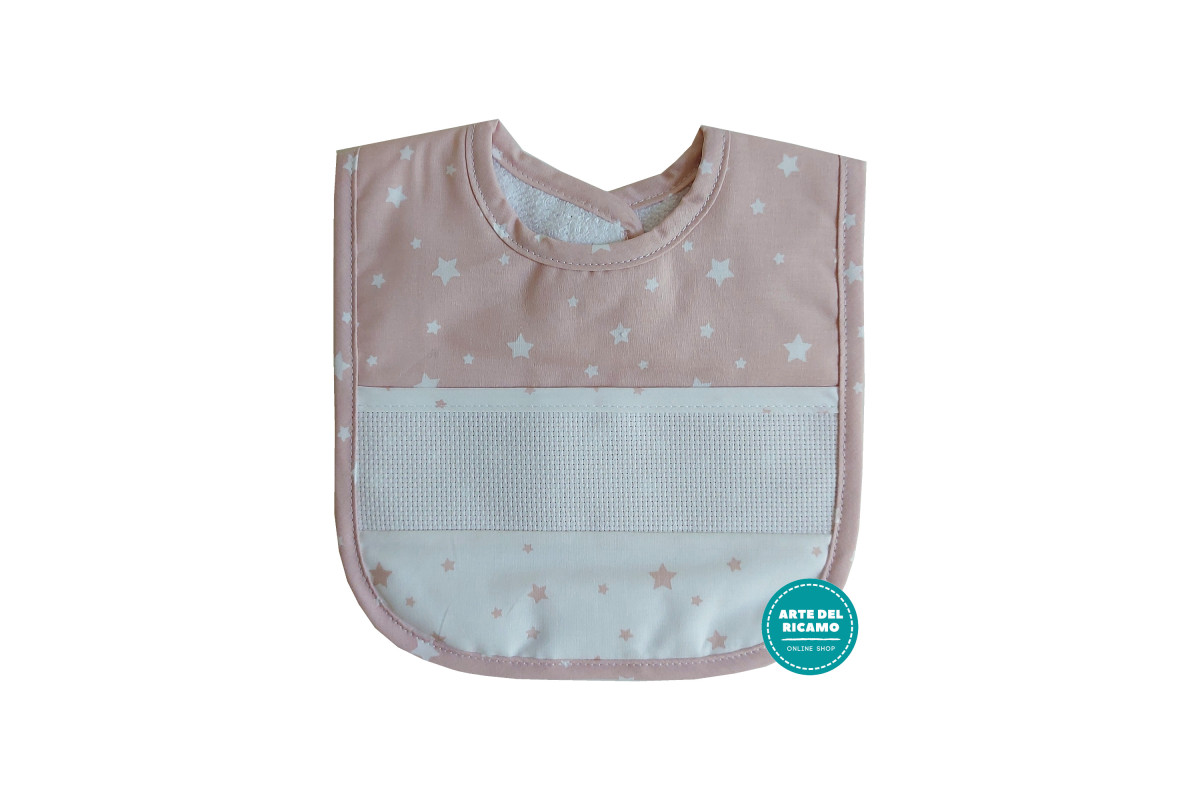 Pink Baby Bib with Strap Closure - Stars Pink Baby Bib with Strap Closure - Stars