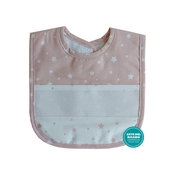 Pink Baby Bib with Strap Closure - Stars