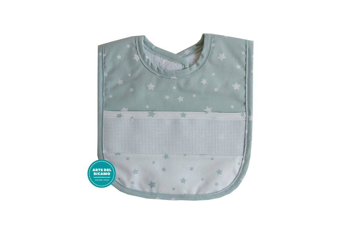 Water Green Baby Bib with Strap Closure - Stars